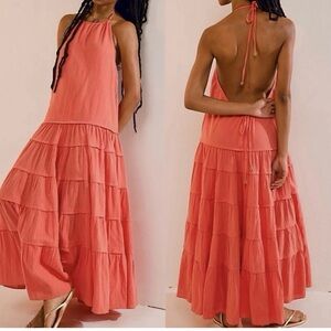 NWT Free People Somewhere Sunny Drop-Waist Maxi Dress Boho Vacation Beach S